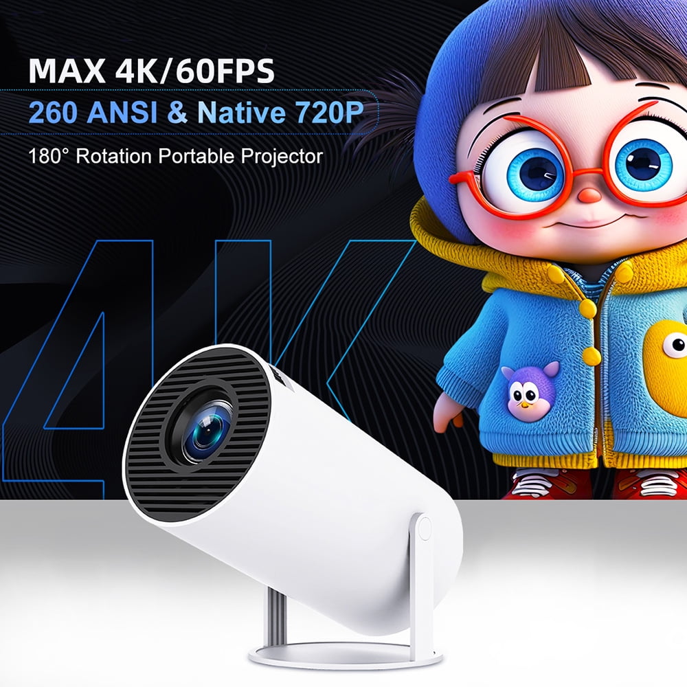 Mini HY300 Projector - Android 12, 2GB RAM, 16GB ROM, WiFi 6, 4K Max, Bluetooth Video Projector