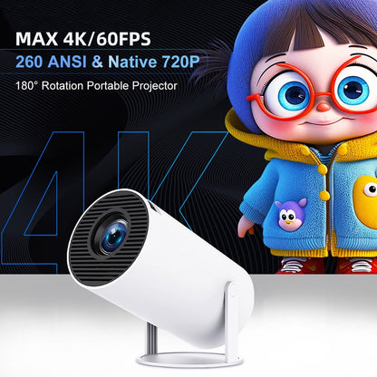 Mini HY300 Projector - Android 12, 2GB RAM, 16GB ROM, WiFi 6, 4K Max, Bluetooth Video Projector