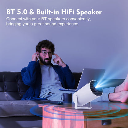 Mini HY300 Projector - Android 12, 2GB RAM, 16GB ROM, WiFi 6, 4K Max, Bluetooth Video Projector
