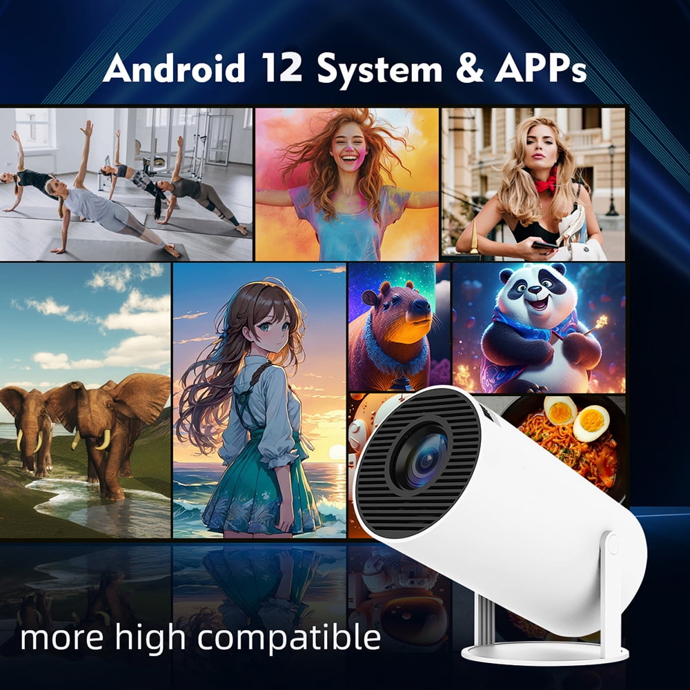 Mini HY300 Projector - Android 12, 2GB RAM, 16GB ROM, WiFi 6, 4K Max, Bluetooth Video Projector